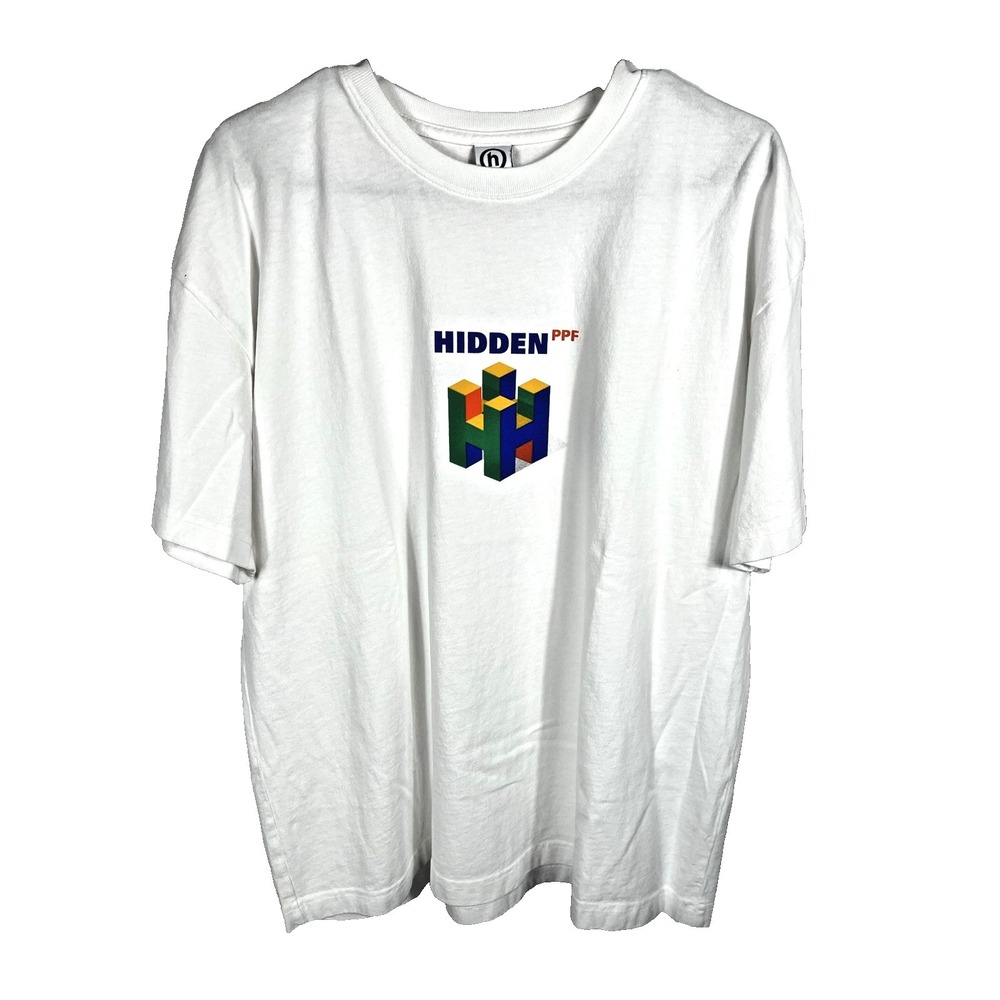 Hidden 64 Men's White Graphic Tee‎ Shirt Size Medium